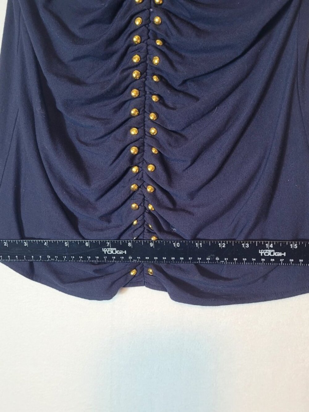Carmen Marc Valvo Medium Navy Rayon Spandex Studded Top - Picture 12 of 14